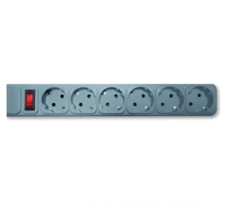 Сетевой фильтр Centek СТ-8901-6-1,8 Gray (серый) 6 розеток, 1,8 м, ДВОЙНАЯ ЗАЩИТА, макс до 2200 Вт