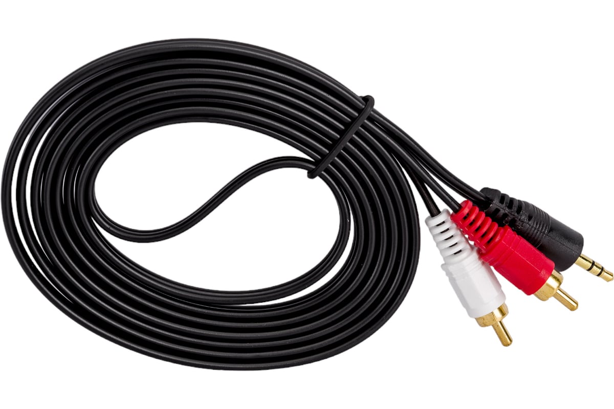 Кабель аудио (3.5mm Jack M -  2xRCA M)  2м Exegate, позолоченные разъемы <EX225927RUS>