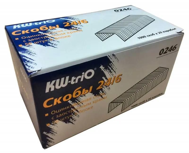 Скобы для степлера №24/6 KW-Trio, до 20 листов 1000шт/кор. (0246)