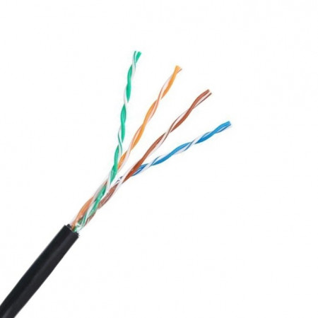Кабель UTP 5E кат NETLAN 4 пары. внешний, одножильный (бухта 305м), черный EC-UU004-5E-PE-BK