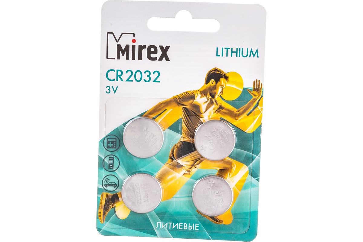 Батарейка щелочная Mirex [CR2032, 23702-CR2032-E4, 4шт] цена за шт