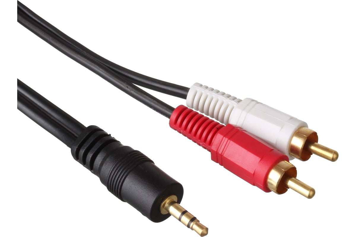 Кабель аудио (3.5mm Jack M -  2xRCA M)  2м Exegate, позолоченные разъемы <EX225927RUS>