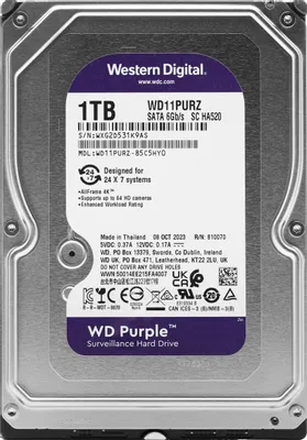 Жесткий диск WD 1TB 5400rpm SATA 6GB/S 64MB PURPLE WD11PURZ SATA