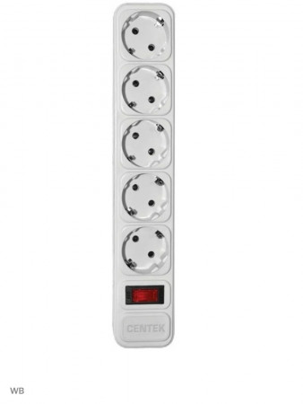 Сетевой фильтр Centek СТ-8900-5-1,8 White (белый) 5 розеток, 1,8 м, ДВОЙНАЯ ЗАЩИТА, макс до 2200 Вт