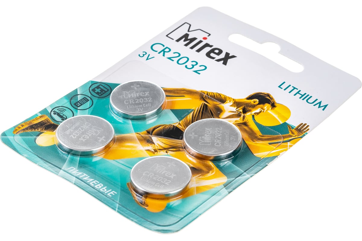 Батарейка щелочная Mirex [CR2032, 23702-CR2032-E4, 4шт] цена за шт