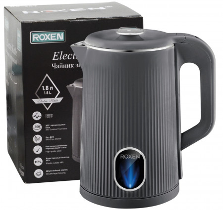 Чайник ROXEN RX-207 Grey 1500Вт. 1,8л. (12)