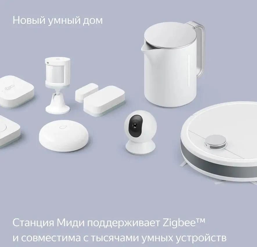 Умная колонка Яндекс.Станция Миди <YNDX-00054GRY>, с часами, серый