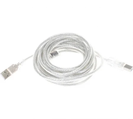 Кабель USB 2.0 AB (m-m) 4,5м Pro экран, феррит.кольца, прозрачный CCF-USB2-AMBM-TR-15 Cablexpert