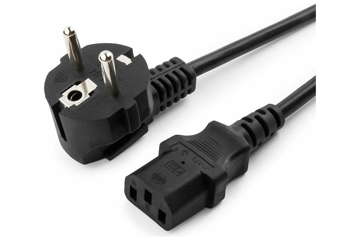 Кабель сетевой Gembird EURO (3м) PC-186-VDE-3M, VDE, черный, с заземлением