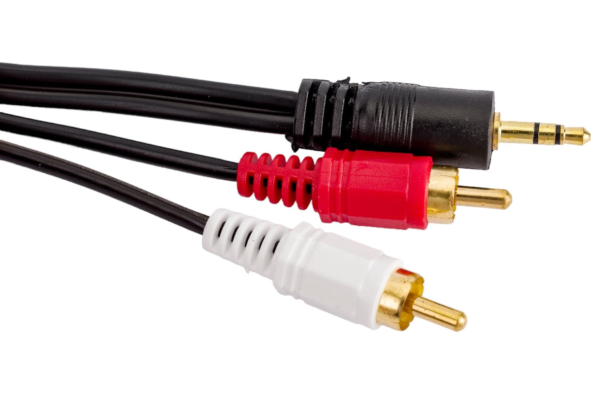 Кабель аудио (3.5mm Jack M -  2xRCA M)  2м Exegate, позолоченные разъемы <EX225927RUS>