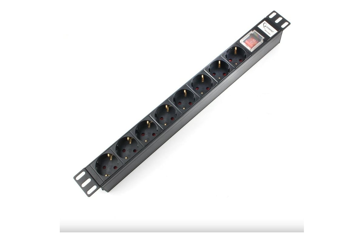 Аксессуар Gembird Блок 8 евророзеток с защитой для 19". C14. MAX-19. 16A. 1U. MAX19-EH8-0