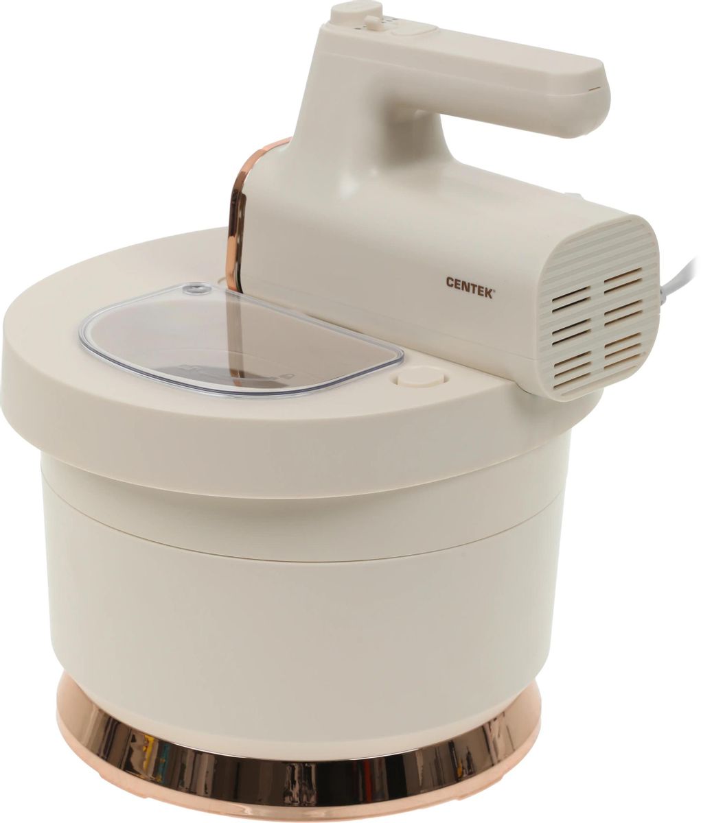 Миксер с чашей Centek CT-1129 (бежевый/золотой хром) 800Вт, 6 скоростей + турбо, 2 чаши 3.5/3,6л