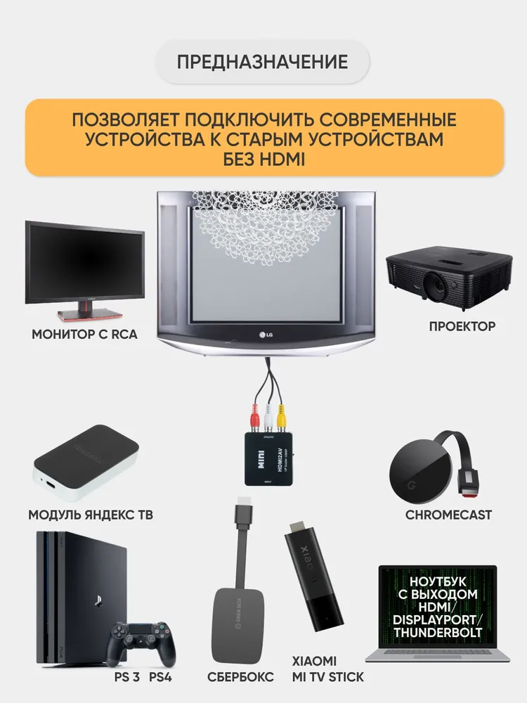 Переходник с HDMI на AV (тюльпаны) <91820>
