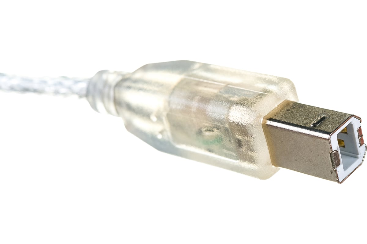 Кабель USB 2.0 AB (m-m) 3м Pro экран, феррит.кольца, прозрачный CCF-USB2-AMBM-TR-10 Cablexpert