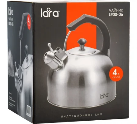 LR00-28 чайник LARA (эмаль)  3.5л, индукционное дно, свисток, автоподъем крышки