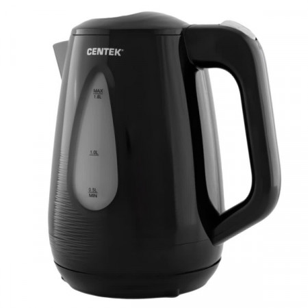 Чайник Centek CT-0048 (черный) 1.8л 2200Вт, текстурированная отделка, большое окно уровня воды