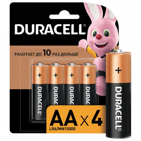 Батарейка щелочная Duracell Basic [AA, LR6-4BL, 4шт] цена за шт