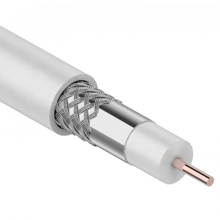 Кабель коаксиальный PROconnect RG-6U+Cu, 75 Ом, Cu/Al/Cu, 48%, бухта 100 м, белый <01-2206>