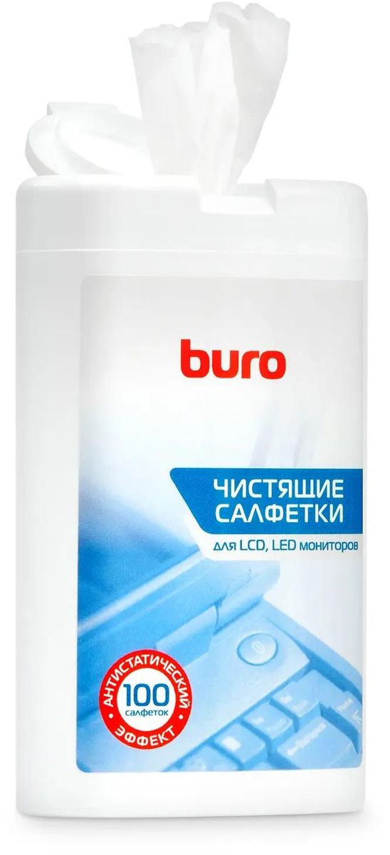 Чистящие салфетки BURO в тубе (малой) для LCD, TFT-мониторов, 100 ШТ (BU-tft)