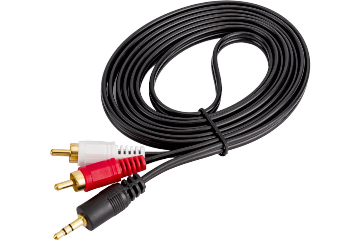 Кабель аудио (3.5mm Jack M -  2xRCA M)  2м Exegate, позолоченные разъемы <EX225927RUS>