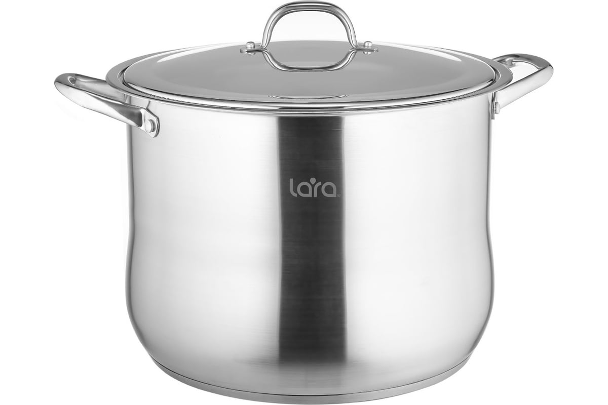 Кастрюля LARA LR02-45 (нерж) 30x25см, 17л, капсулир индукц дно, крышка из стали
