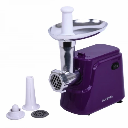 Мясорубка Oursson MG5550/SP, фиолетовый, 800 Вт, 1,8 кг/мин, 7 насадок