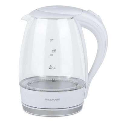 Чайник WILLMARK WEK-1708G (1.7л, пов. на 360 град., LED-подсв., корп. из стекла, 2200Вт)