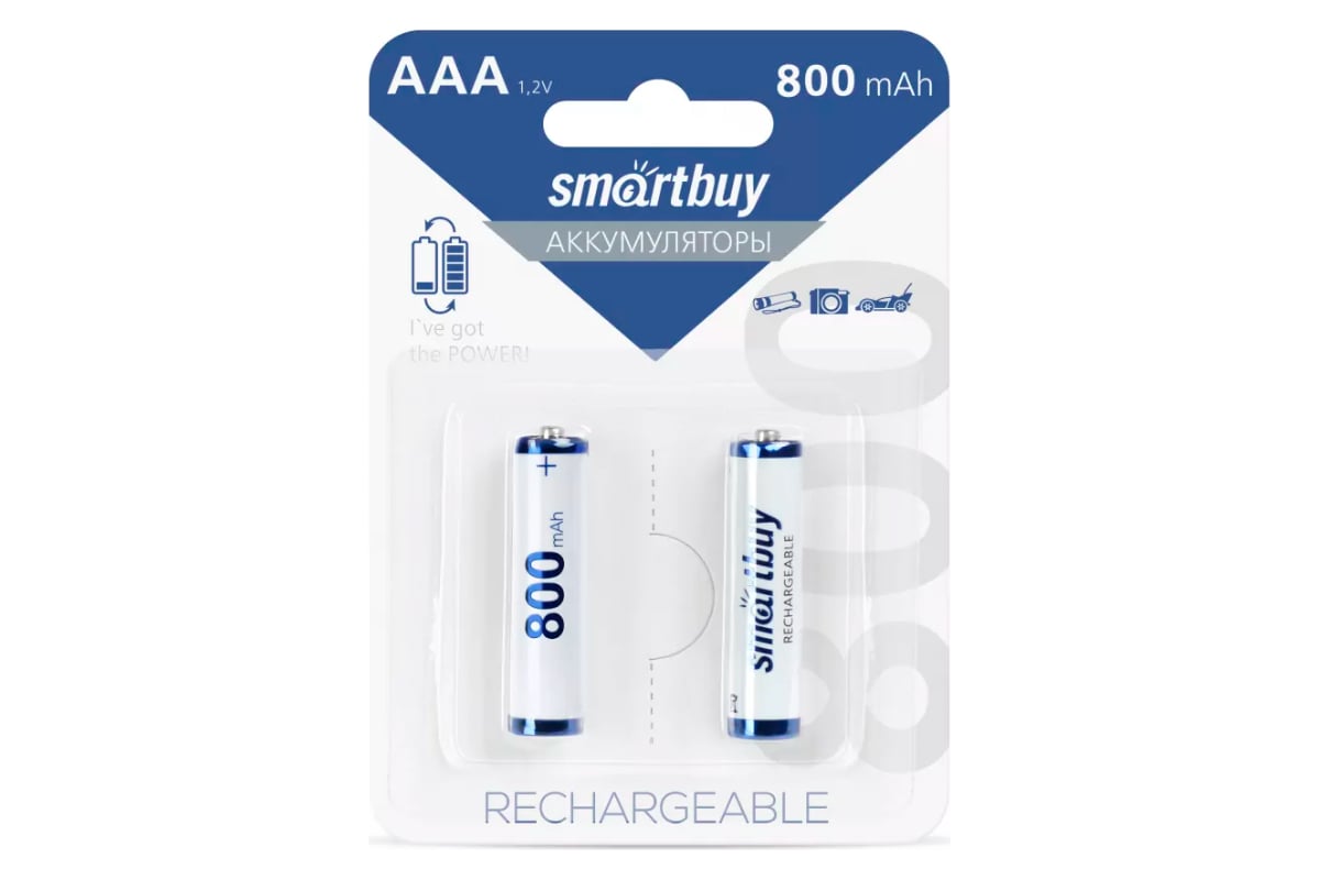 Аккумулятор NiMh Smartbuy AAA/2BL 800 mAh (24/240) (SBBR-3A02BL800)