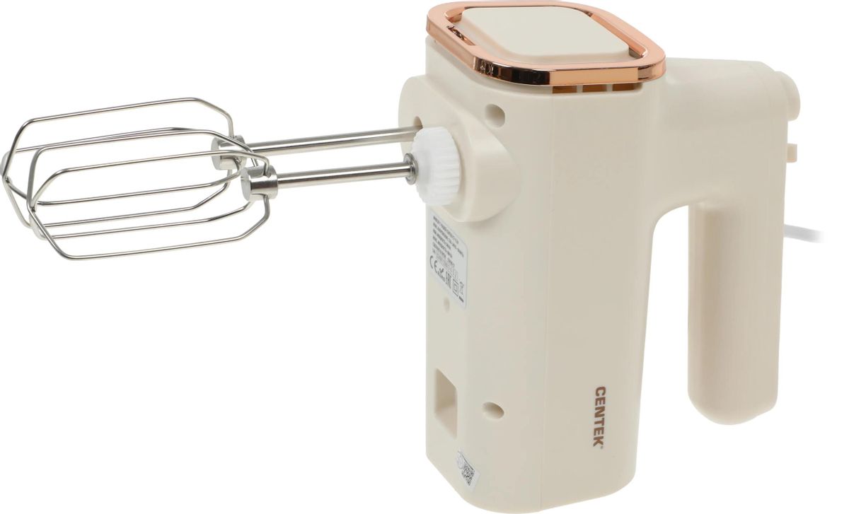 Миксер с чашей Centek CT-1129 (бежевый/золотой хром) 800Вт, 6 скоростей + турбо, 2 чаши 3.5/3,6л
