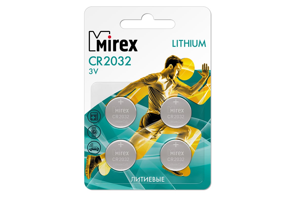 Батарейка щелочная Mirex [CR2032, 23702-CR2032-E4, 4шт] цена за шт