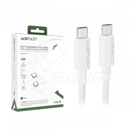 Кабель ACEFAST C18-03 TypeC-TypeC / 3A / 60W / Braid / белый