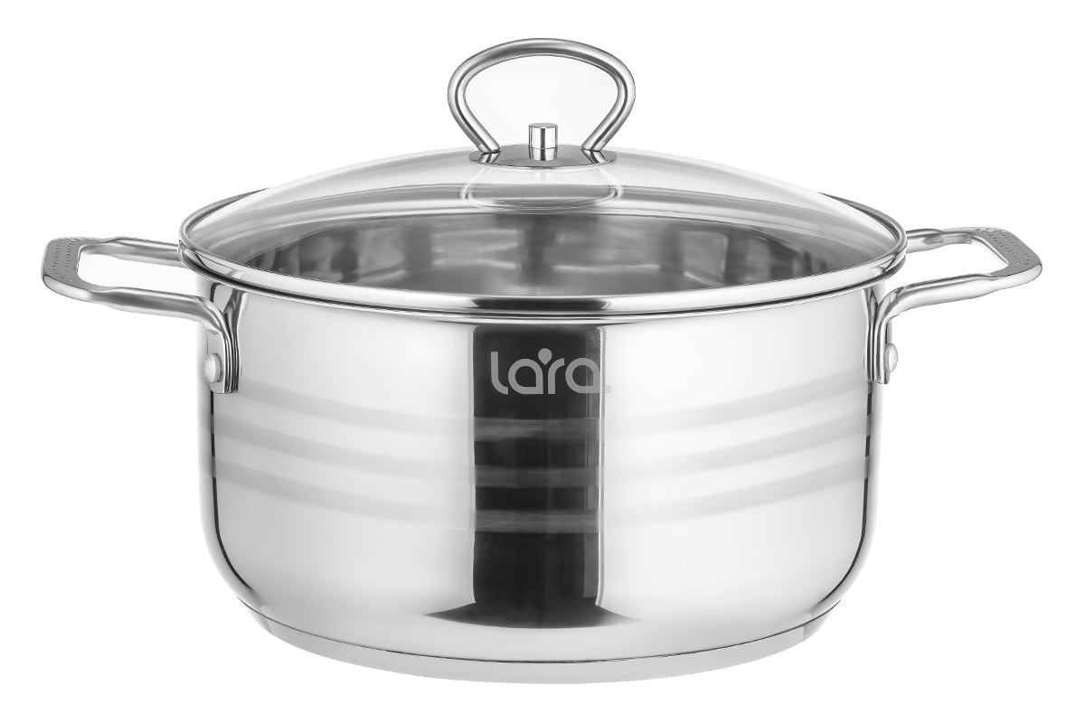 Кастрюля LARA LR02-01 (нерж) серия STANDART  <1.5л> 16x9см, капсулированное индукционное дно, крышка
