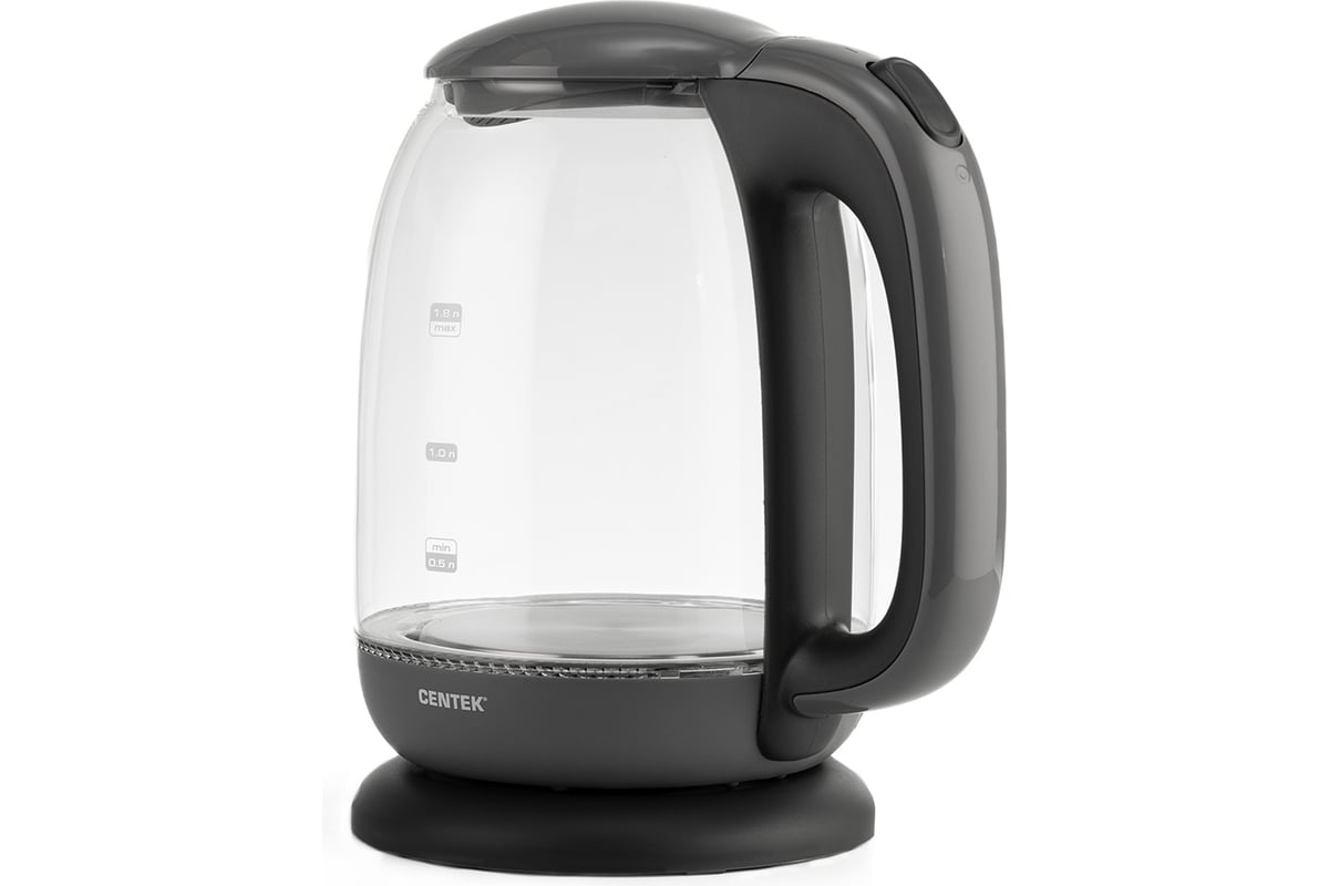 Чайник Centek CT-0034 (серый) <Vancouver> стекло, 1.8л, 2200Вт, внутренняя LED подсветка, кнопка
