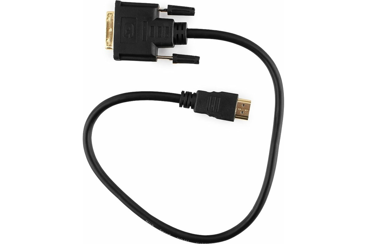 Кабель HDMI-DVI , single link, зол.конт., экран., черный, 0,5м CC-HDMI-DVI-0.5M Gembird/Cablexpert