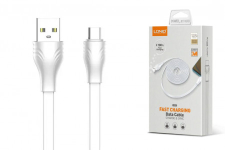 LDNIO LS553/ USB кабель Micro/ 3m/ 2.1A/ медь: 152 жилы/ Плоский/ White