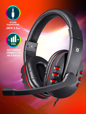 Наушники Defender Warhead G-320 игровые, с микрофоном, черно-зелёный